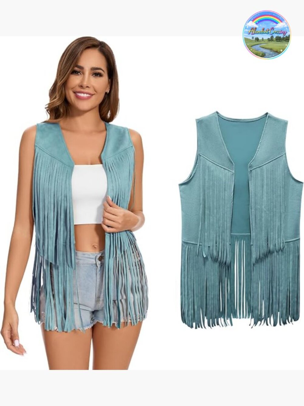 Fringe Vest Sleeveless Cowgirl Western Faux Suede Tassel Jacket Hippie Costume